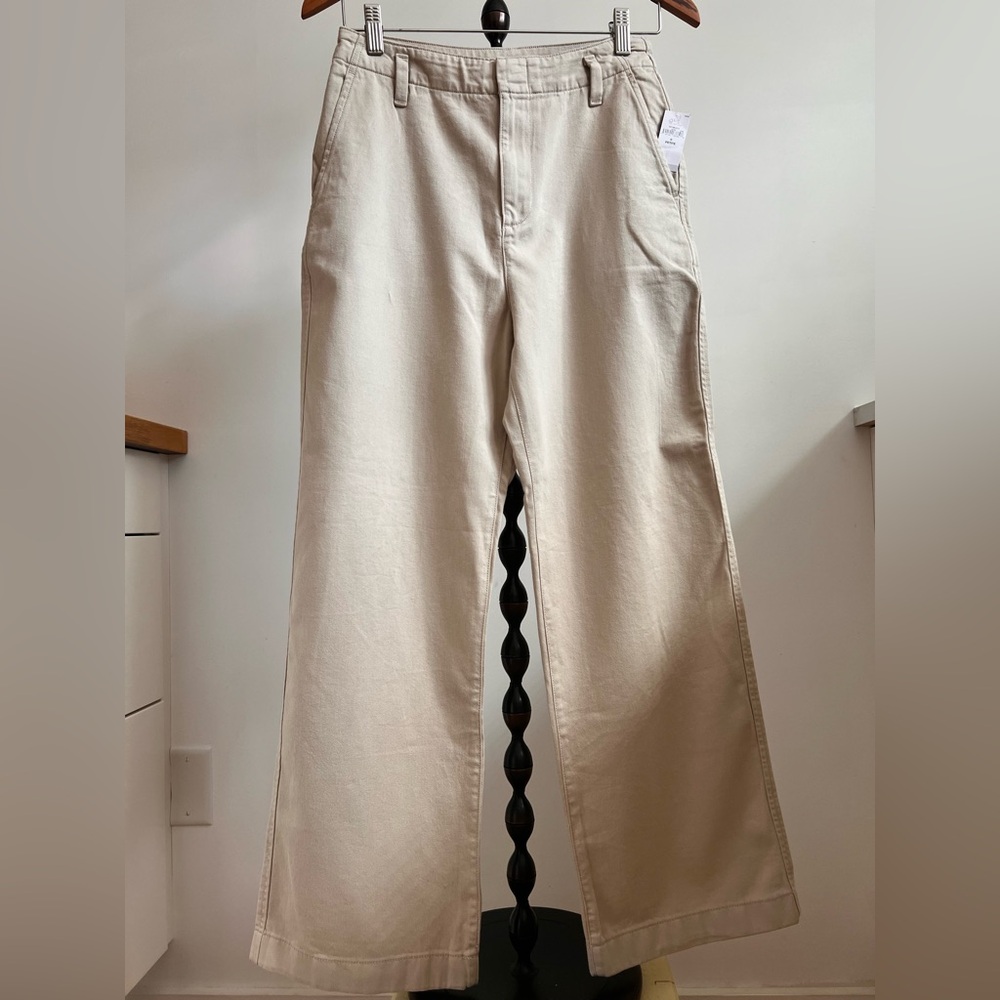 Gap Wide Leg High Waisted Cotton Blend Khaki Pants